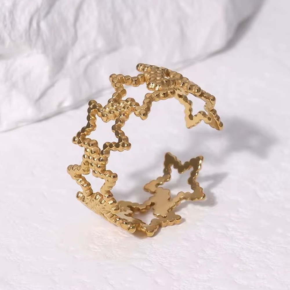 Gold Star Cutout Adjustable Ring Stainless Steel
